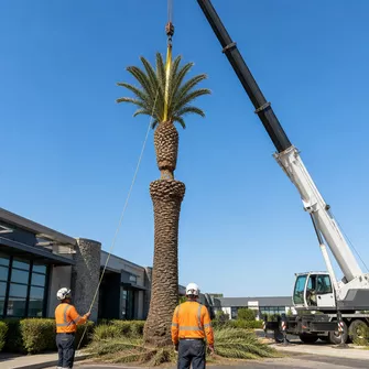 Large palm tree removal with crane assistance in Blairgowrie