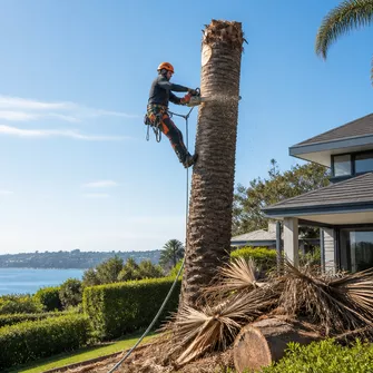 Commercial property in Mount Eliza with multiple palm trees after removal service