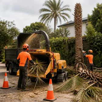 Specialized equipment used for palm tree cutting in Mount Eliza