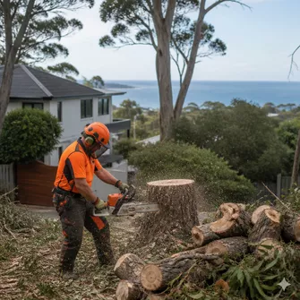Stump grinding after tree removal in Mount Eliza