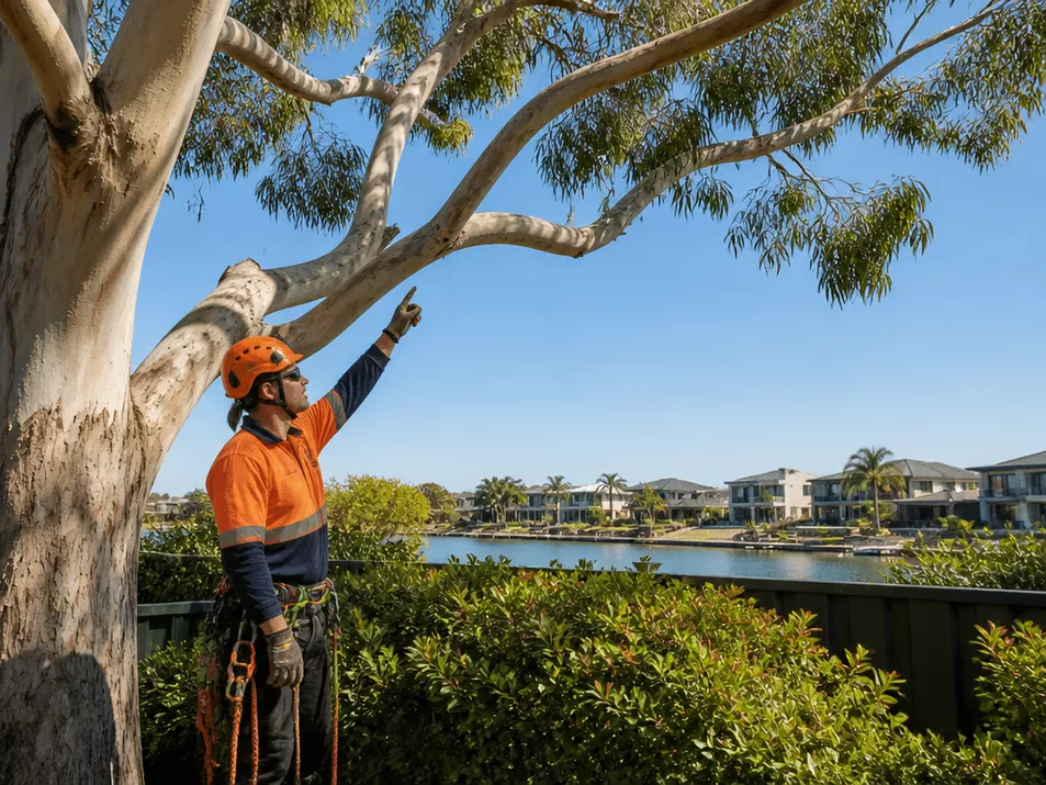Expert arborist preparing for tree removal in Patterson Lakes, Victoria