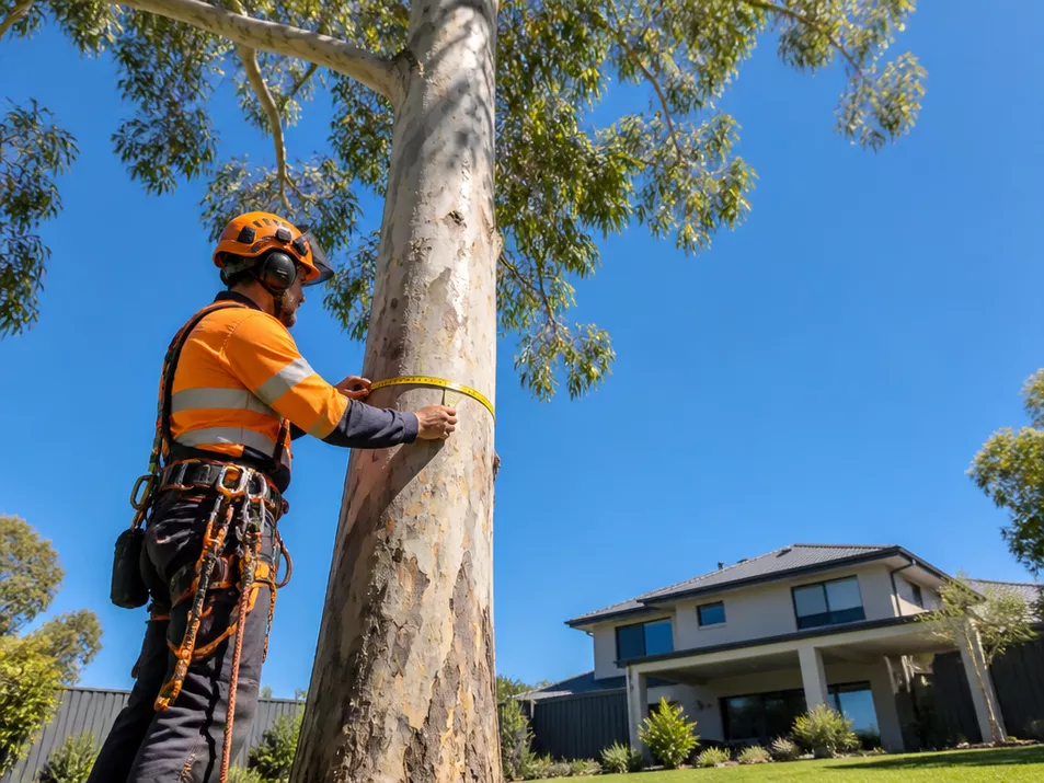 Professional arborist preparing for tree removal in Skye, Victoria