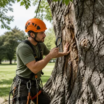 Arborist inspecting a tree in Somerville, VIC